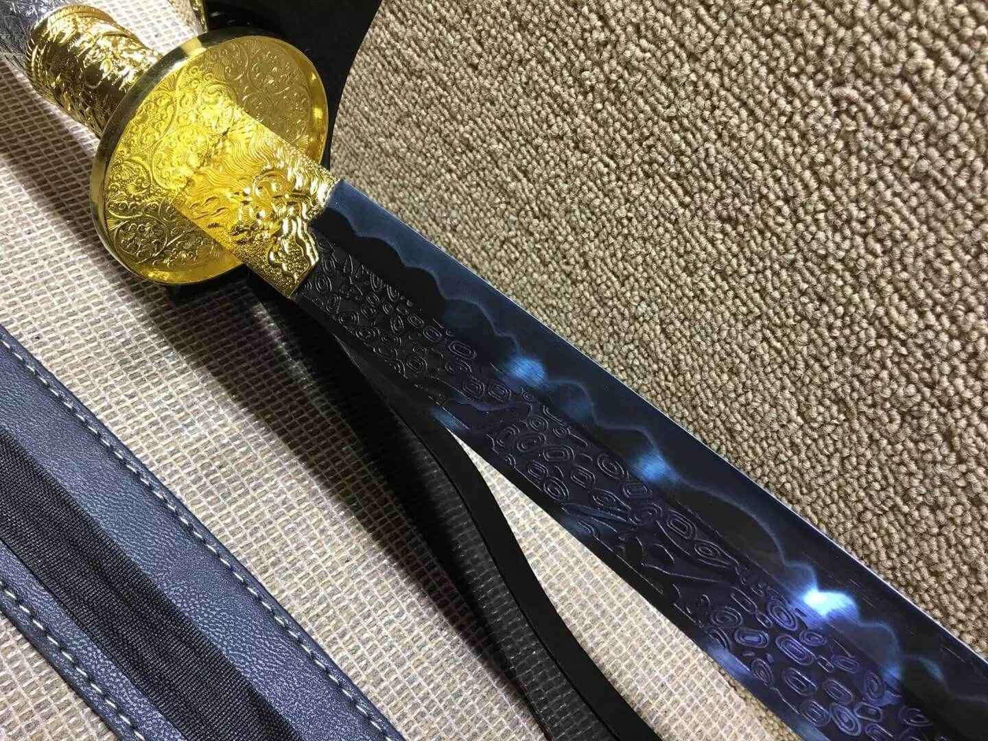 Kangxi baodao,High carbon steel blue blade,Alloy fitting — handle and fittings close-up