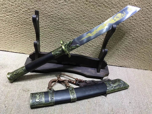 Kangxi dagger,High carbon steel,Black scabbard,Alloy,Length 27" — High Carbon Steel Dagger by DRACBLADE