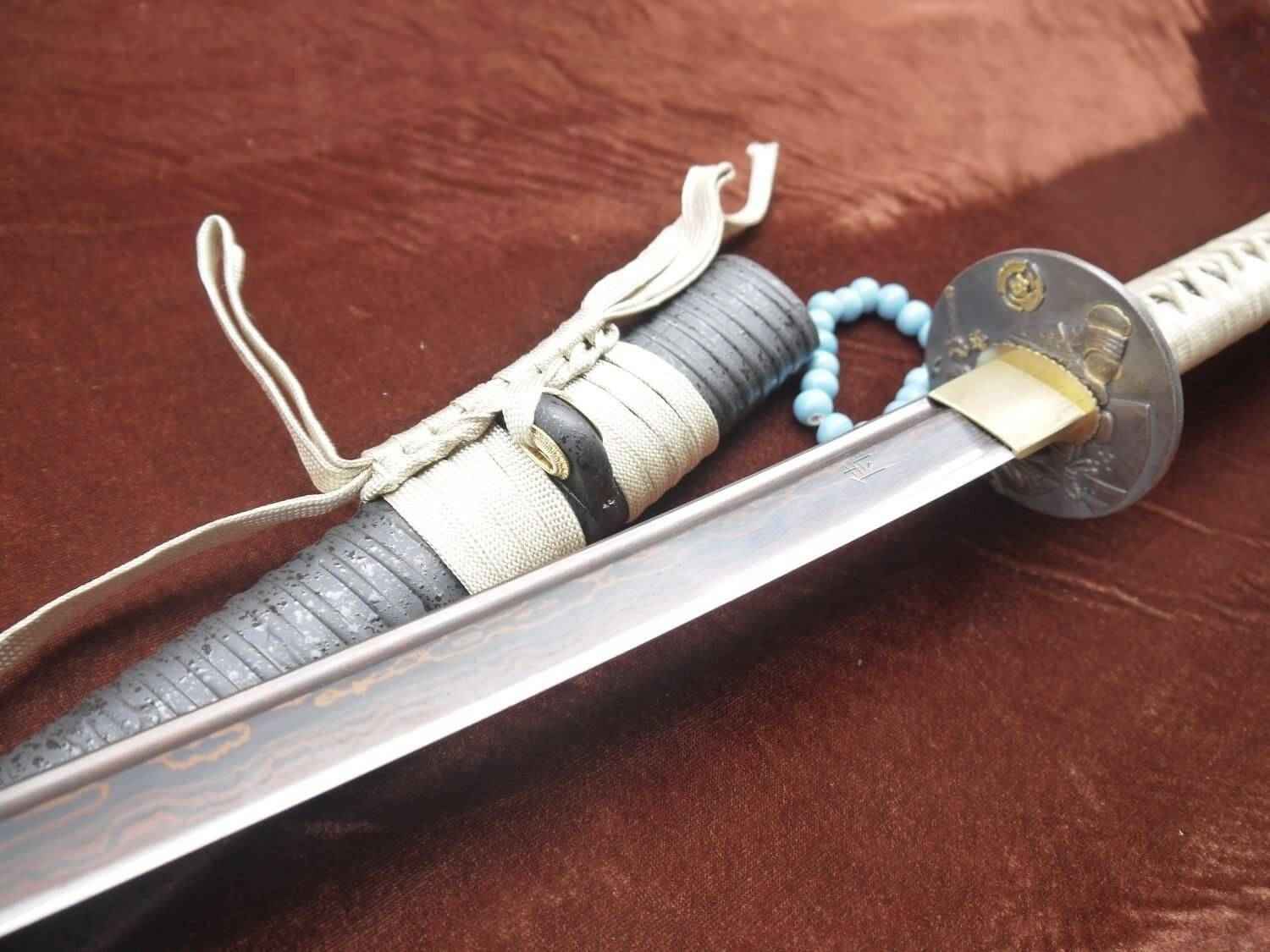 Samurai war sword Katana/Damascus steel blade/Alloy tosogu Full tang — Folded Damascus Steel Damascus Sword by DRACBLADE