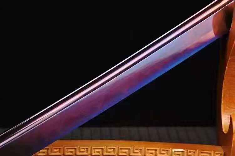 Samurai sword,High carbon steel burn blade,Red scabbard,Alloy tsuba,Full tang — scabbard / saya detail