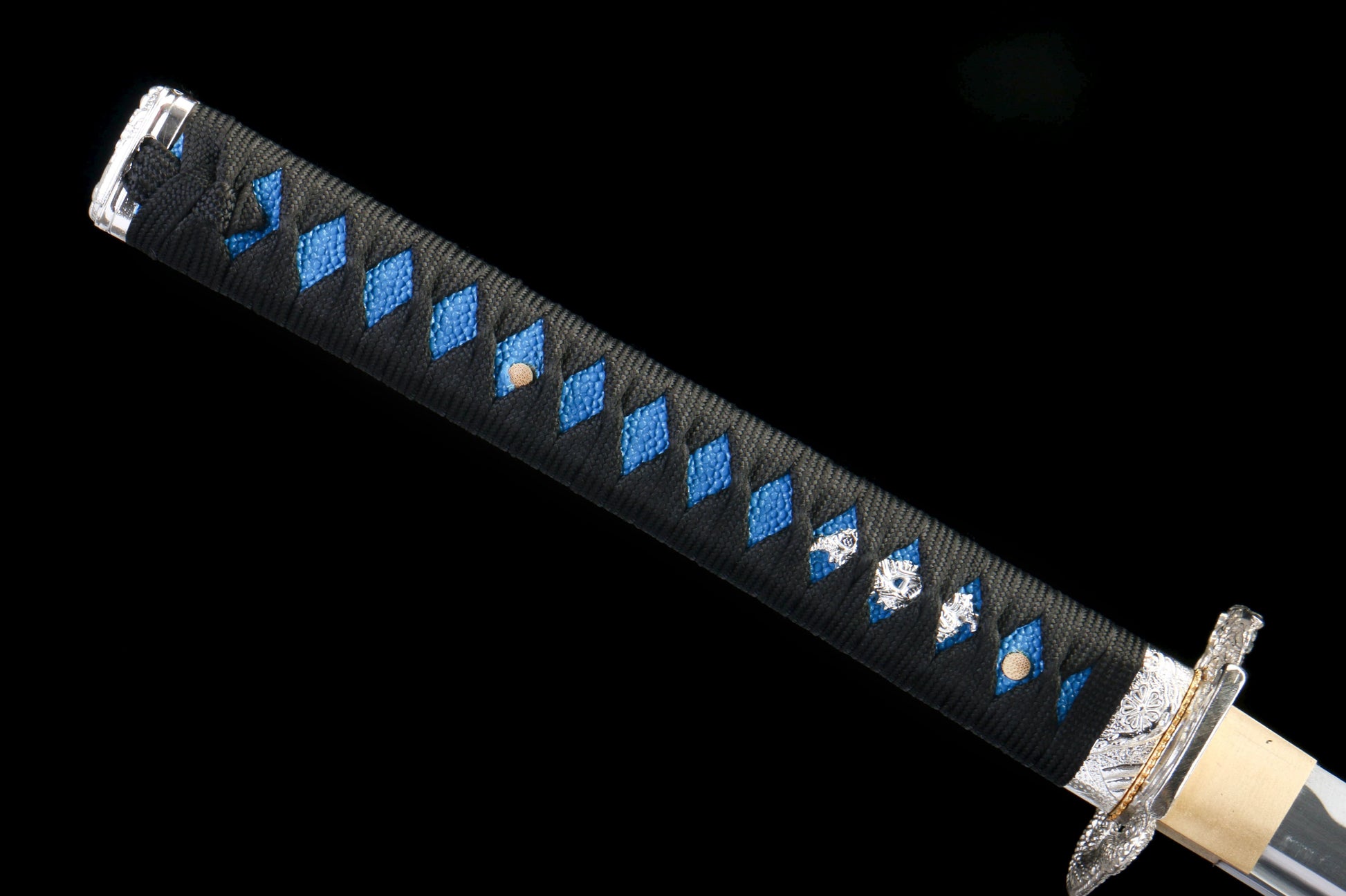 Blue Lightning Katana Sword – 1045 Steel Blade with Gloss Lacquer Scabbard & Full Tang Construction — blade and hamon detail