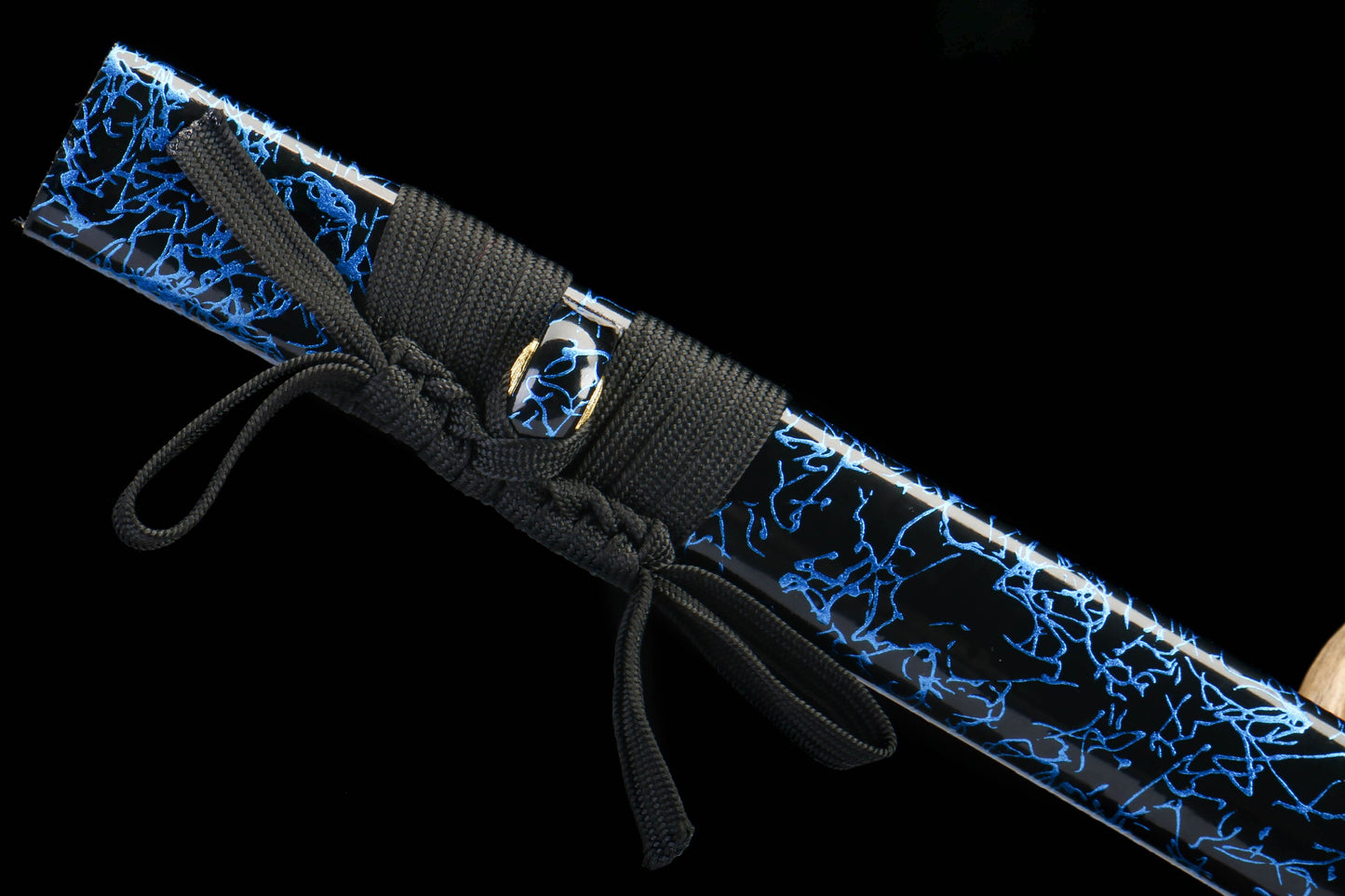 Blue Lightning Katana Sword – 1045 Steel Blade with Gloss Lacquer Scabbard & Full Tang Construction — alternate angle view 5