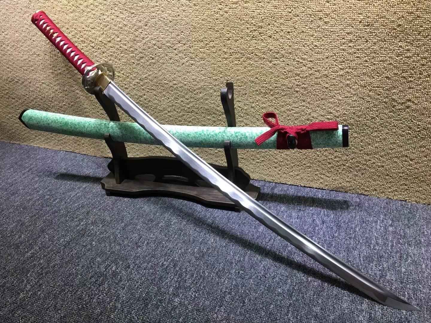 Katana,Medium carbon steel bade,Light green scabbard — High Carbon Steel Samurai Sword by DRACBLADE