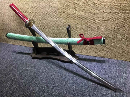 Katana,Medium carbon steel bade,Light green scabbard — High Carbon Steel Samurai Sword by DRACBLADE