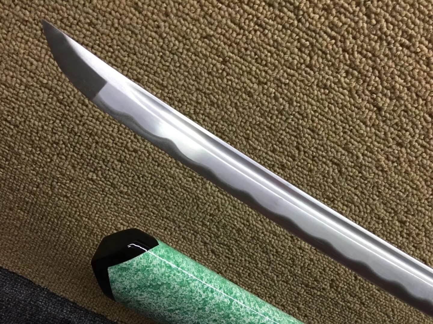 Katana,Medium carbon steel bade,Light green scabbard — alternate angle view 5