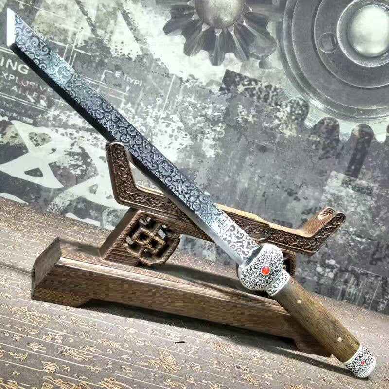 Dagger,short swords,High carbon steel blade,Rosewood scabbard — blade and hamon detail
