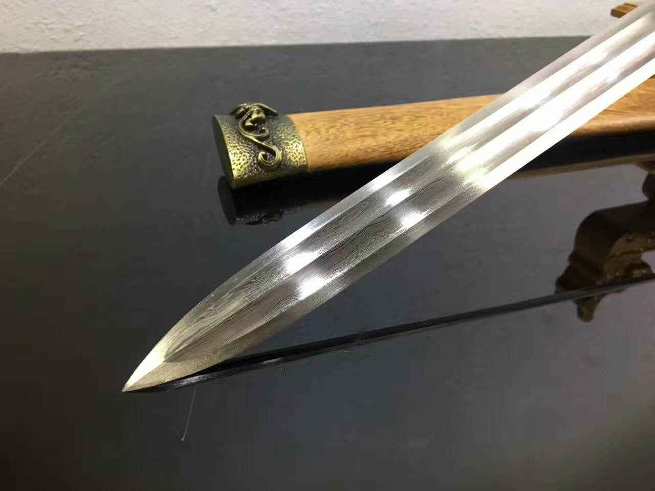 Han Dynasty sword(Damascus steel blade,Rosewood scabbard,Alloy) — scabbard / saya detail
