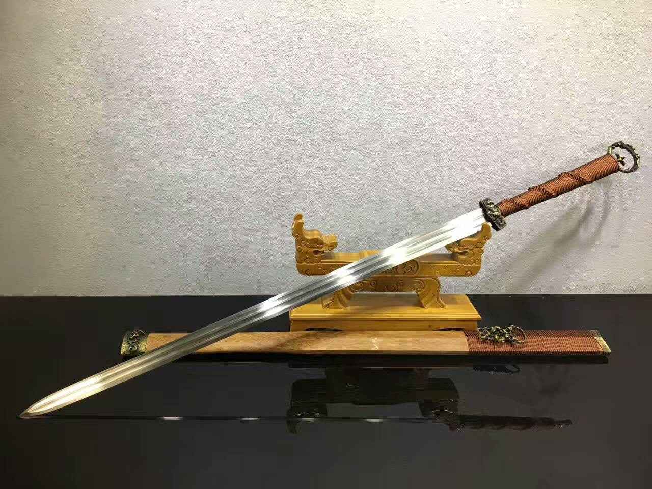 Han Dynasty sword(Damascus steel blade,Rosewood scabbard,Alloy) — Folded Damascus Steel Damascus Sword by DRACBLADE