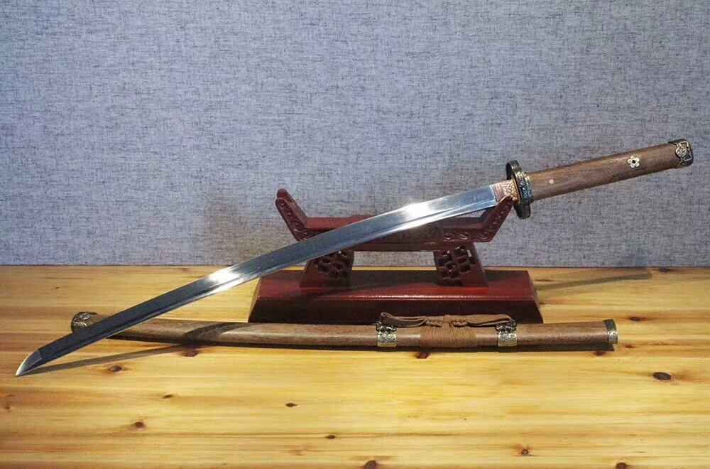 Tachi,Spring steel blade,Rosewood scabbard,Alloy fitting,Full tang — Spring Steel Japanese Tachi by DRACBLADE
