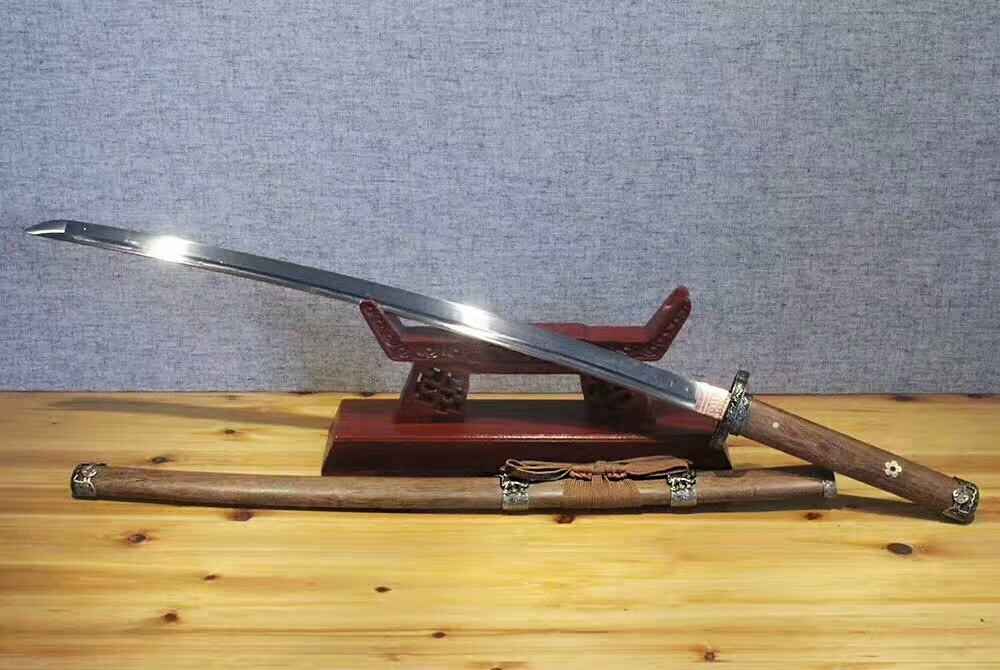 Tachi,Spring steel blade,Rosewood scabbard,Alloy fitting,Full tang — close-up detail view