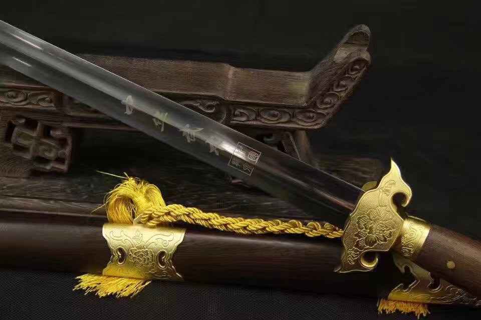 Training sword,Tai chi swords,Stainless steel,Rosewood scabbard,Brass parts — scabbard / saya detail