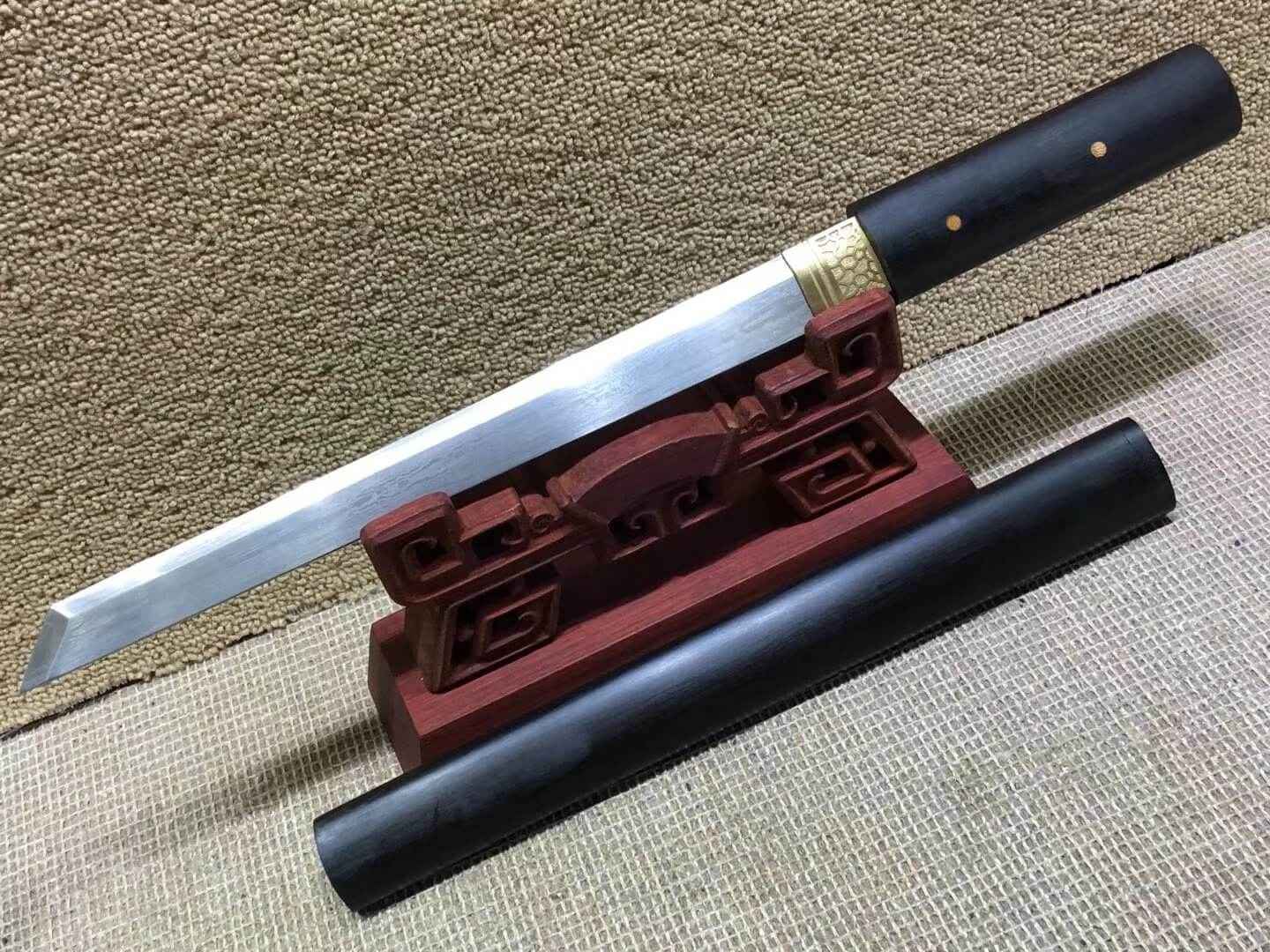 Dagger,Forged Damascus steel bade,Ebony scabbard,Length 20" — Folded Damascus Steel Dagger by DRACBLADE