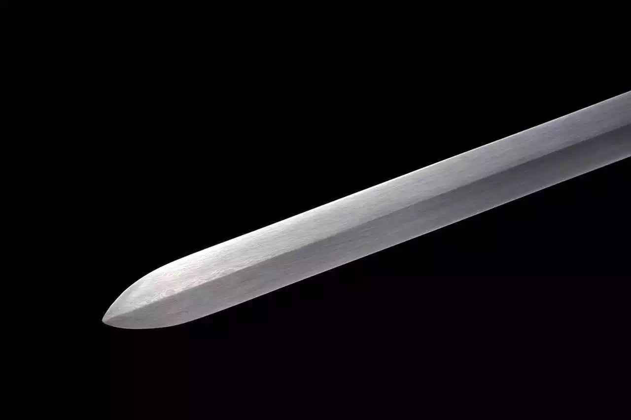 Qianlong sword,Folded steel,Ebony scabbard,Copper fitting,Length 39 inch — handle and fittings close-up