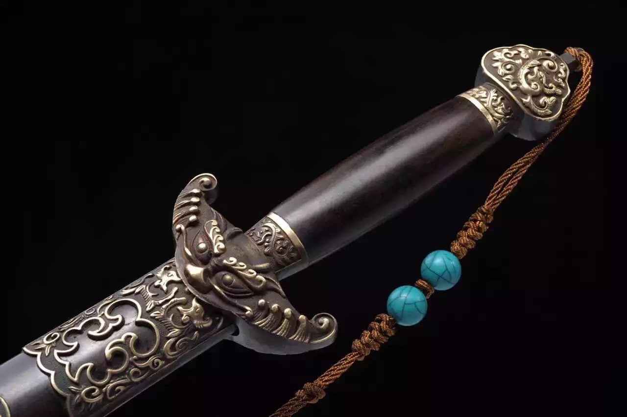 Qianlong sword,Folded steel,Ebony scabbard,Copper fitting,Length 39 inch — Premium Steel Samurai Sword by DRACBLADE