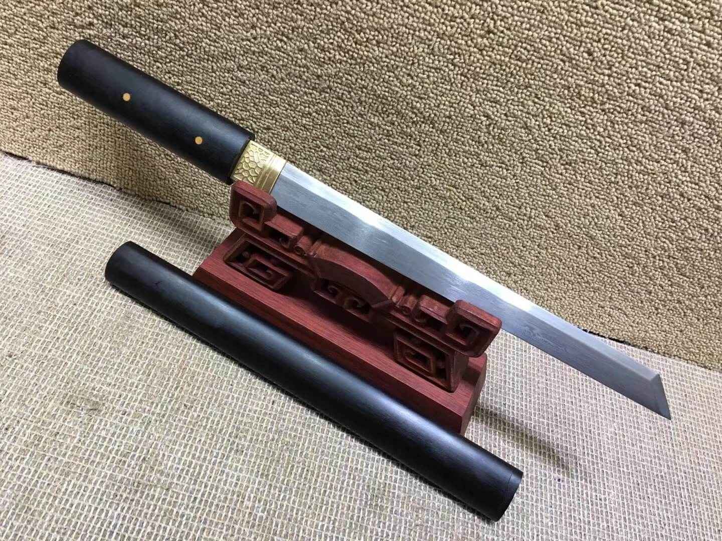 Dagger,Forged Damascus steel bade,Ebony scabbard,Length 20" — close-up detail view