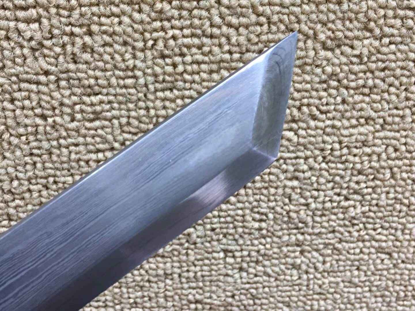 Dagger,Forged Damascus steel bade,Ebony scabbard,Length 20" — handle and fittings close-up