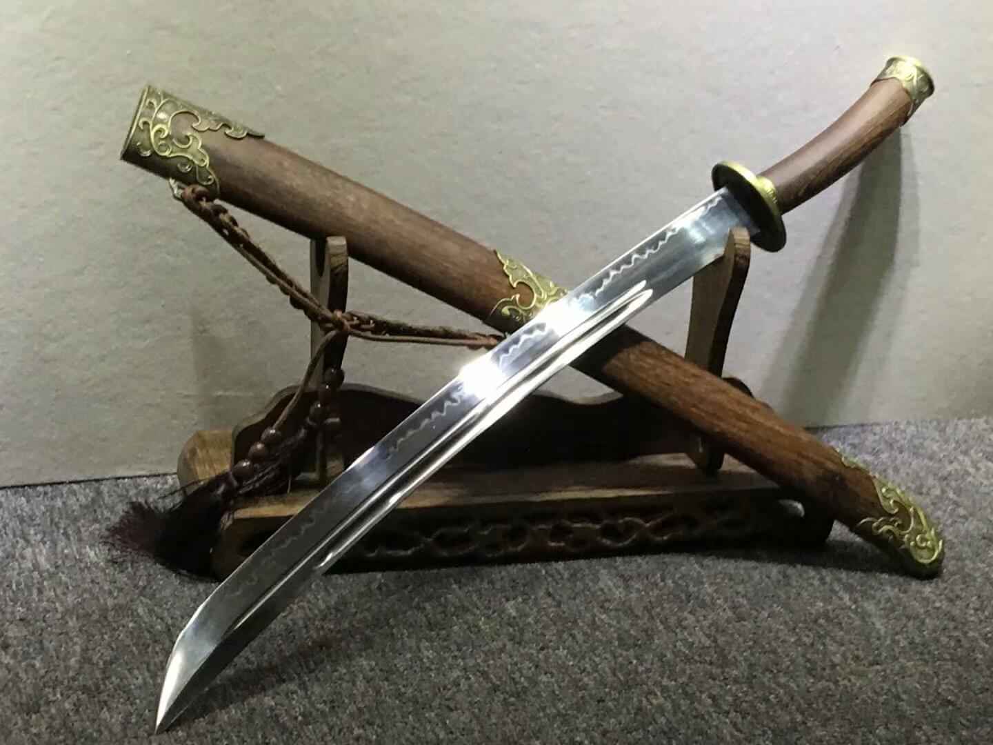 Broadsword,High carbon steel burn blade,Rosewood,Alloy fittings — High Carbon Steel Chinese Sword by DRACBLADE