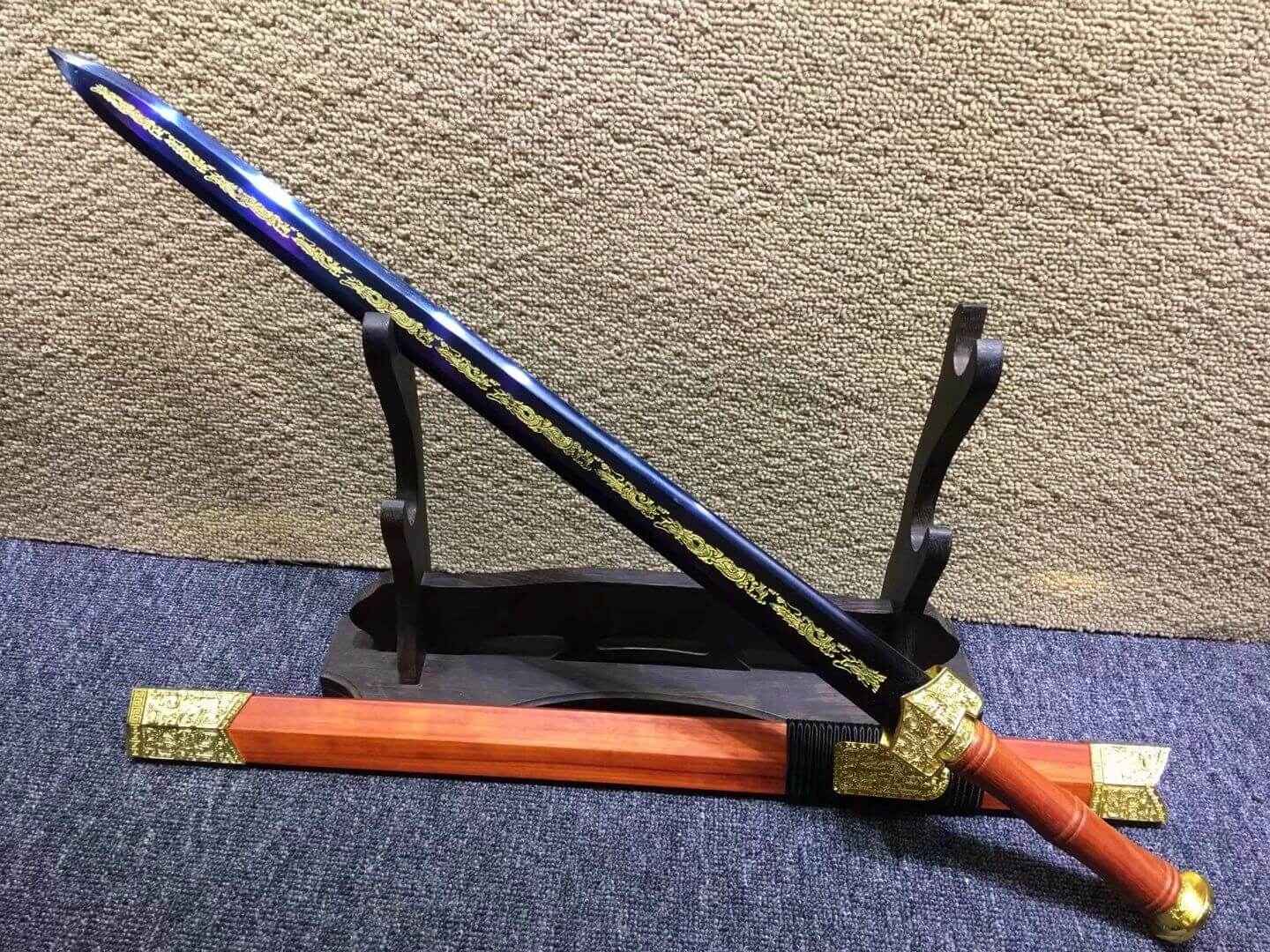 Qin sword,High carbon steel blue blade,Redwood scabbard,Alloy fittings — High Carbon Steel Samurai Sword by DRACBLADE