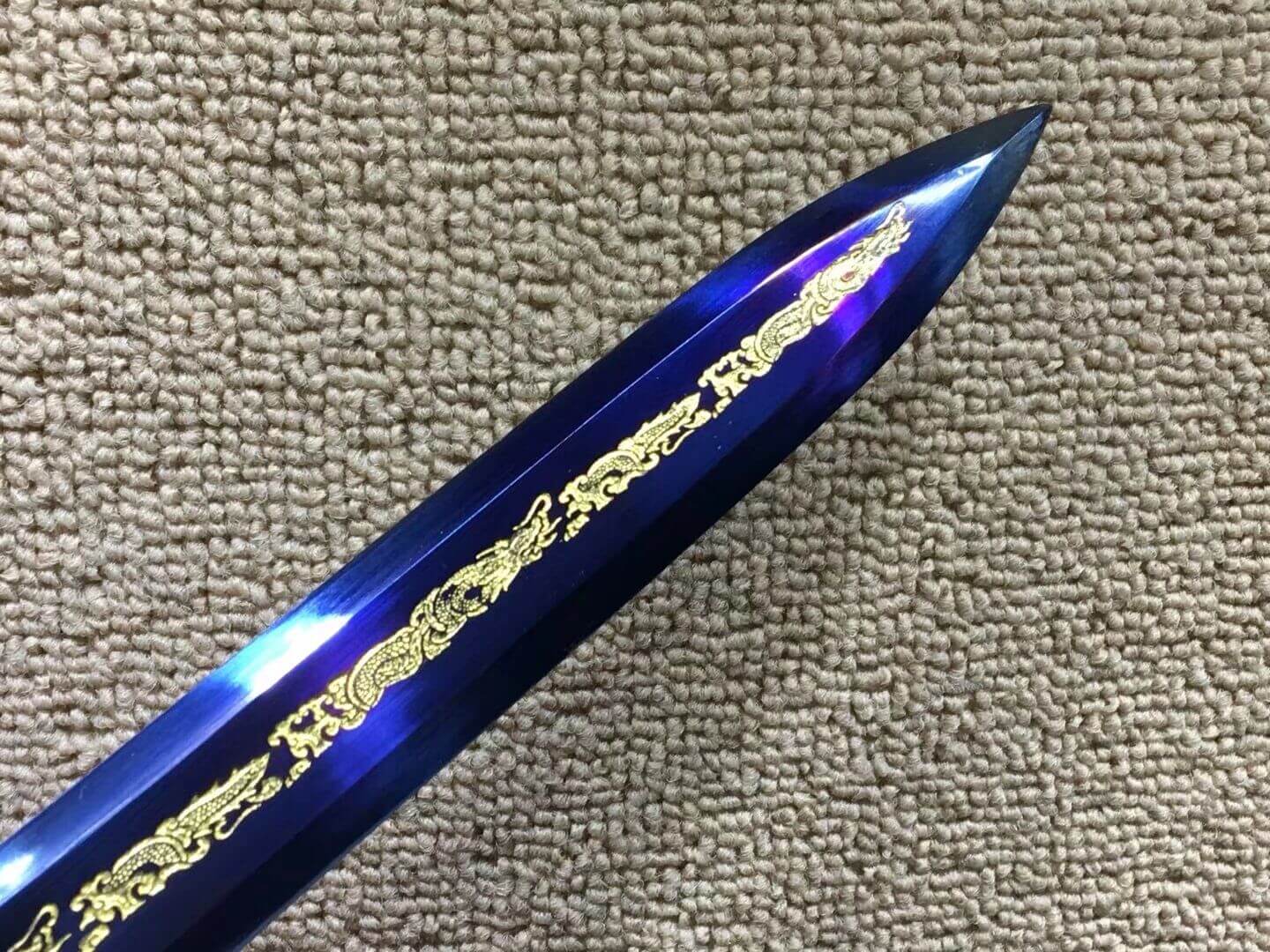 Qin sword,High carbon steel blue blade,Redwood scabbard,Alloy fittings — scabbard / saya detail