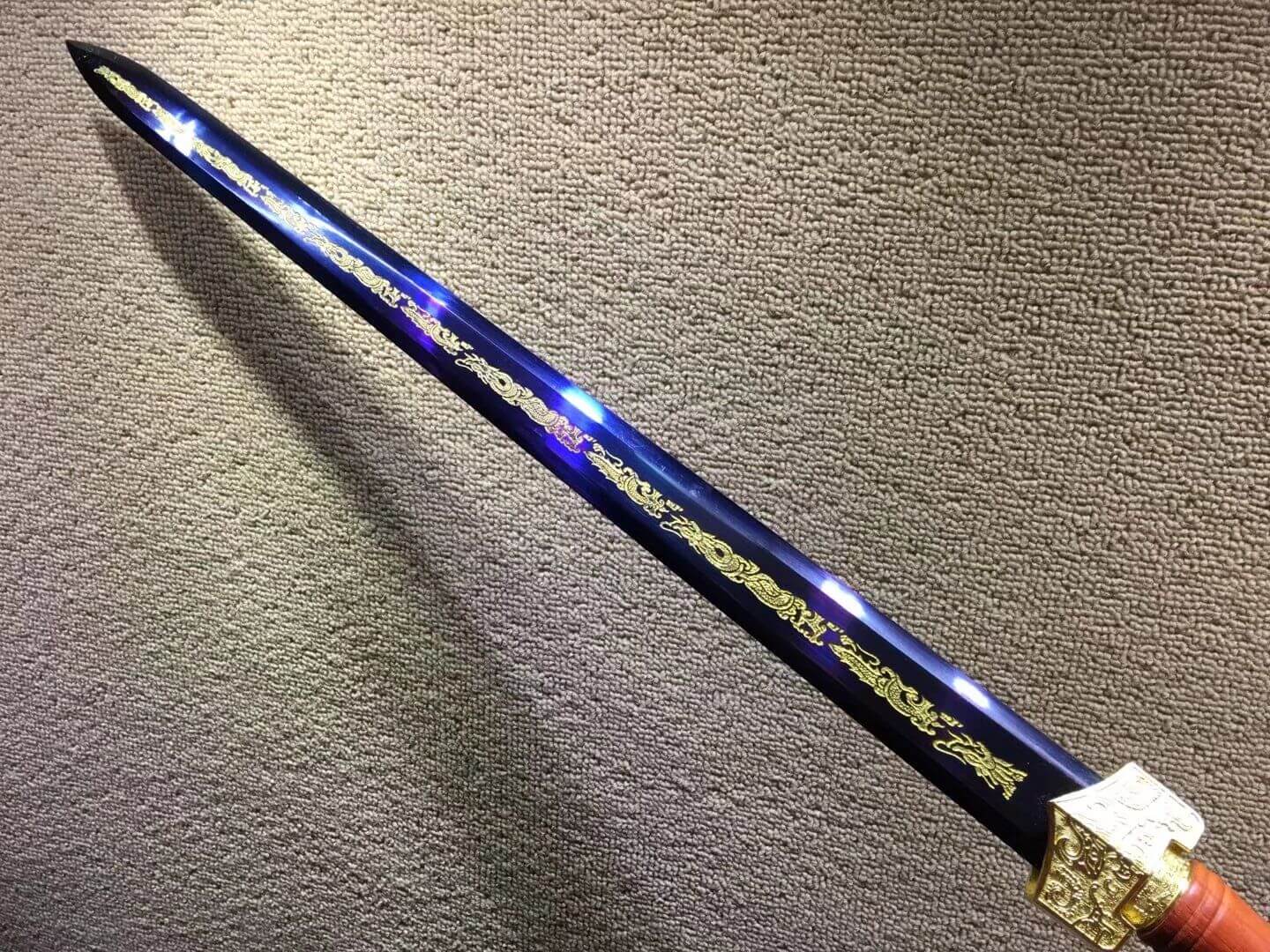 Qin sword,High carbon steel blue blade,Redwood scabbard,Alloy fittings — alternate angle view 5