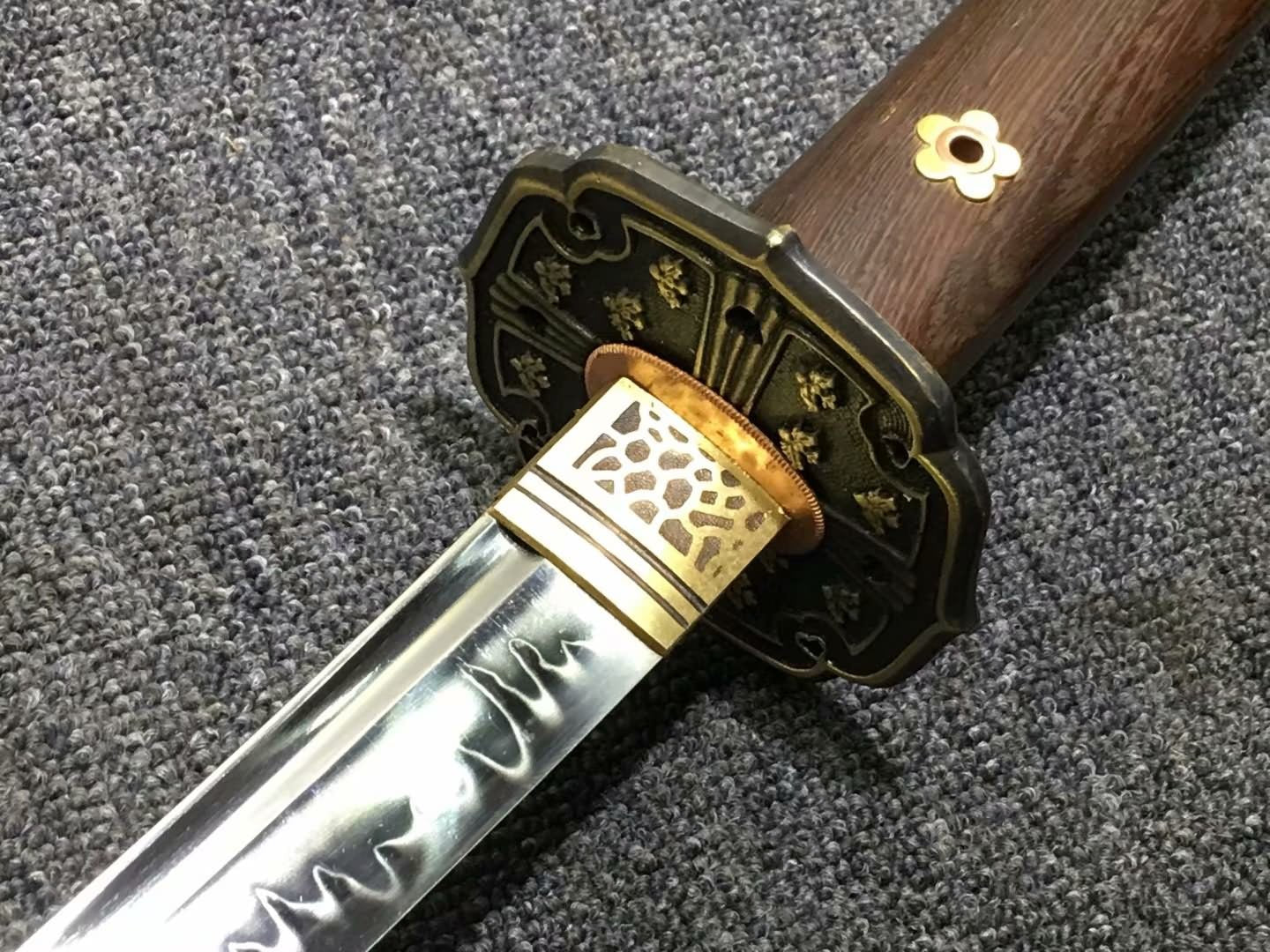 Nihontou Tachi,katana,High carbon steel burn blade,Rosewood,Brass tosogu — alternate angle view 5