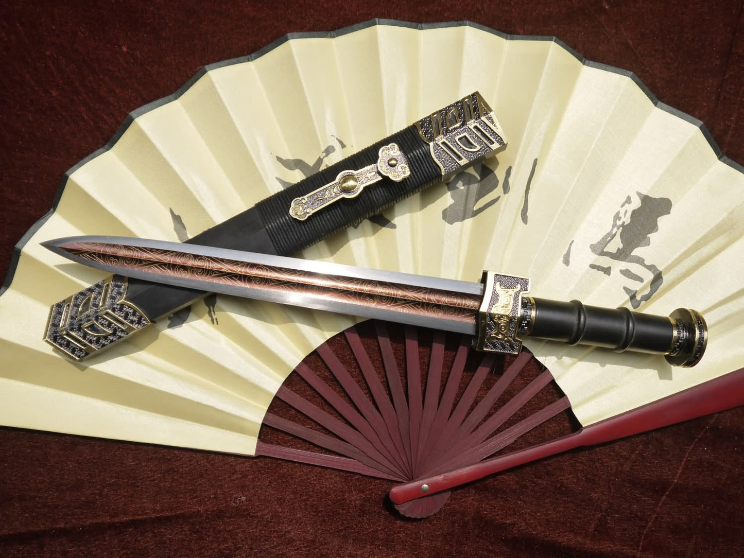 Dagger sword,Folded steel,Black wood scabbard,Alloy fitting,Length 13 inch — alternate angle view 5