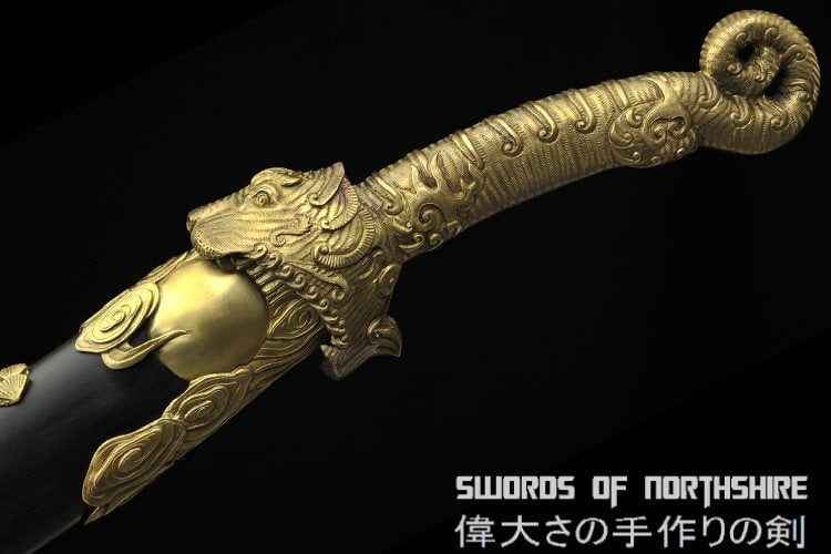 Tiger's Embrace Dao Sword Artwork of Master Shen Zhou of Shen Guanglong — close-up detail view