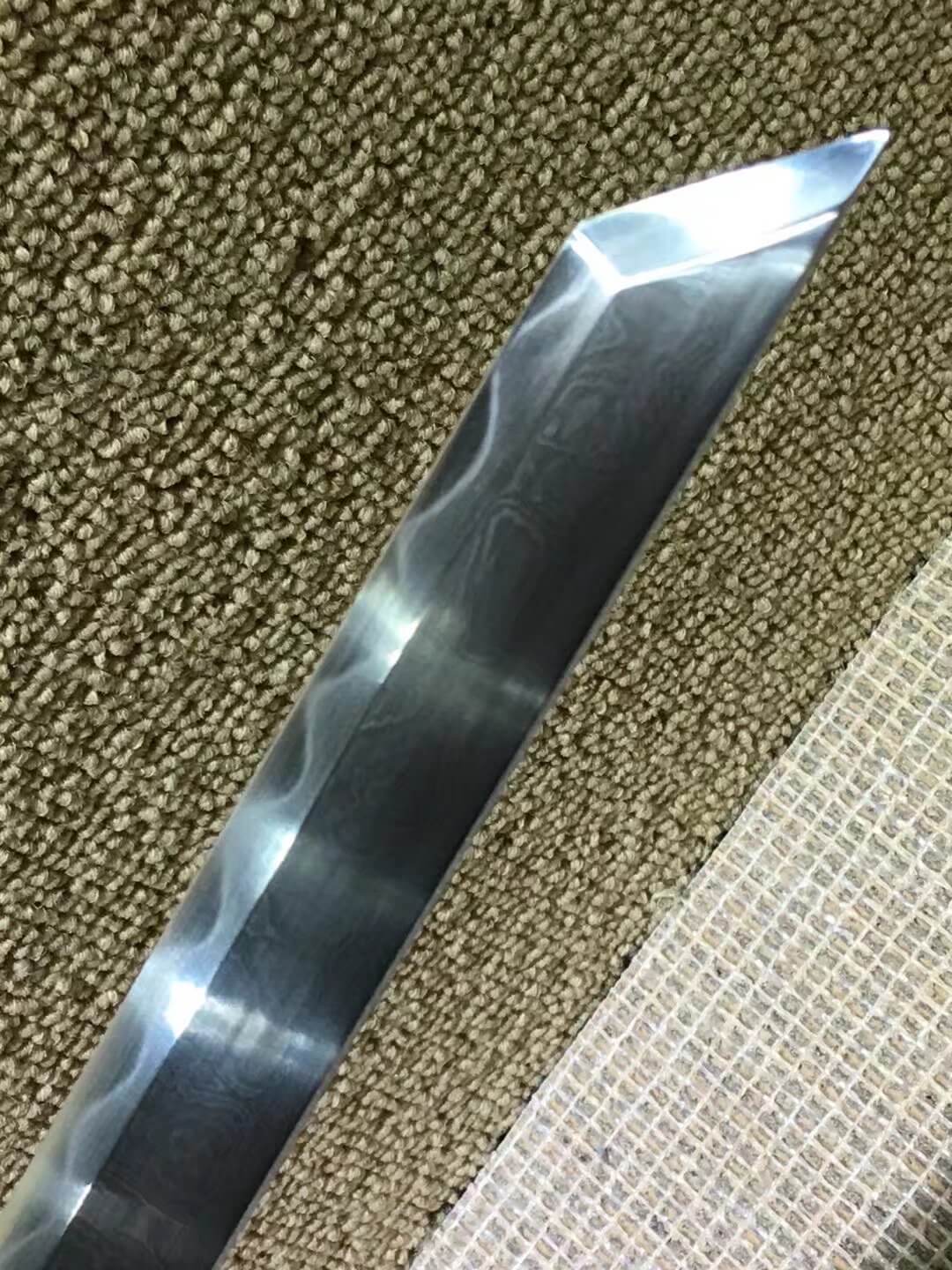 Tang dao,Damascus steel burn blade,Brass fittings,Black scabbard — alternate angle view 5