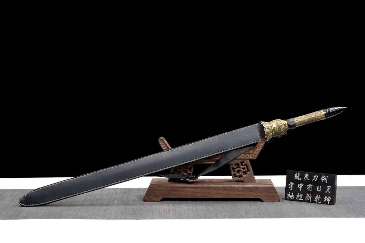 Monk sword,Handmade(Spring steel blade,Brass)Sharp,Full tang — close-up detail view