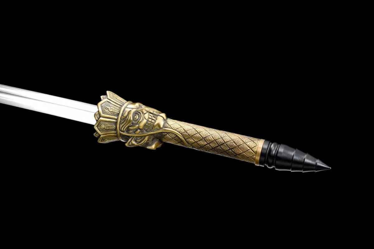 Monk sword,Handmade(Spring steel blade,Brass)Sharp,Full tang — blade and hamon detail
