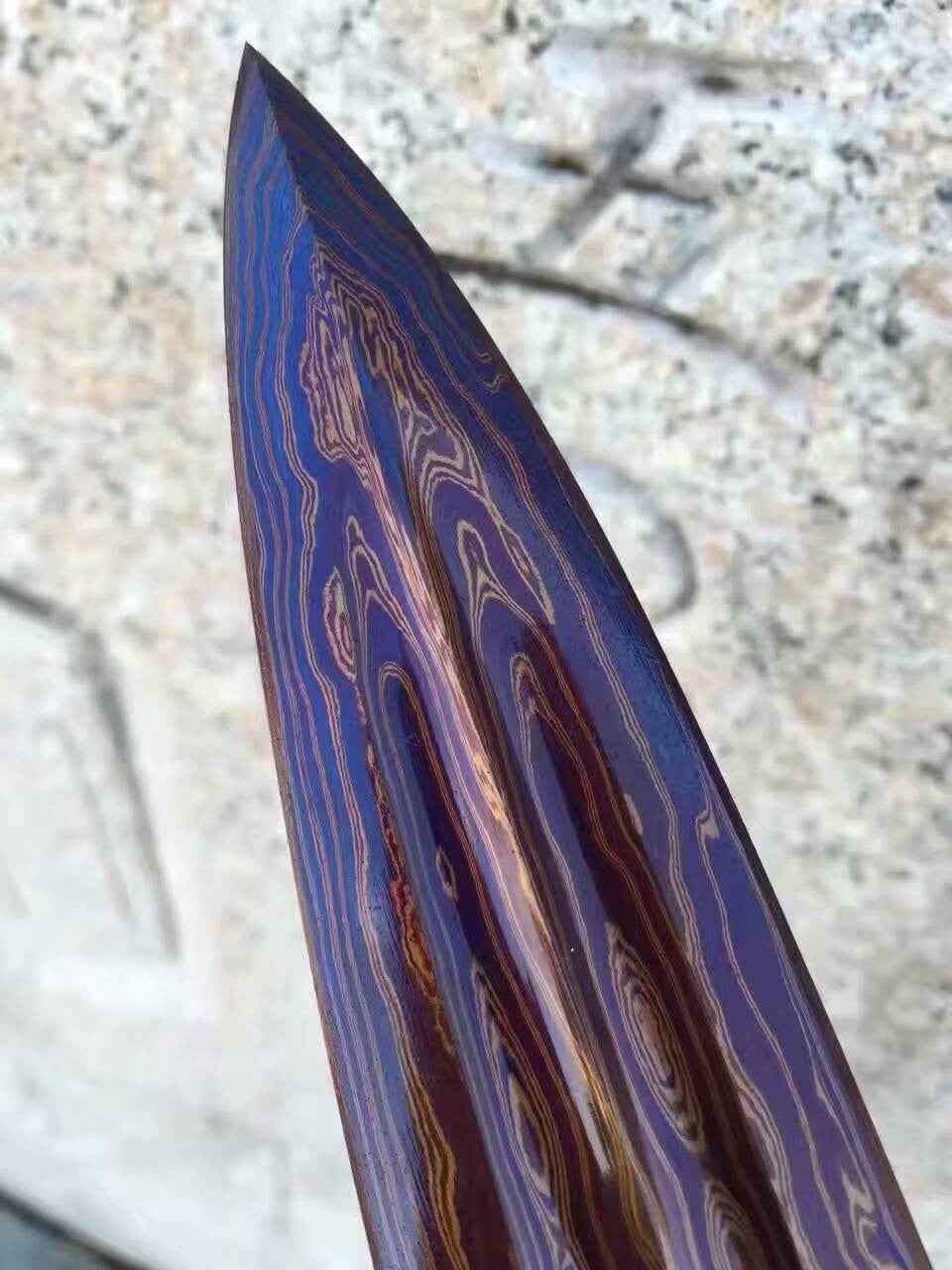 Tiger spear,Folded steel Spearhead,stainless steel rod,Brass fittings — handle and fittings close-up