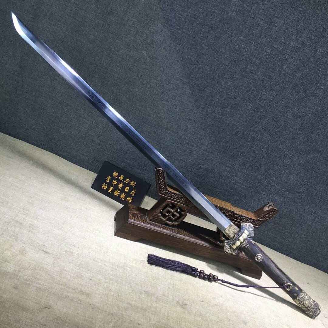 Damascus Steel Hexagonal Tang Dao with Brass Fittings – 39″ — Folded Damascus Steel Damascus Sword by DRACBLADE