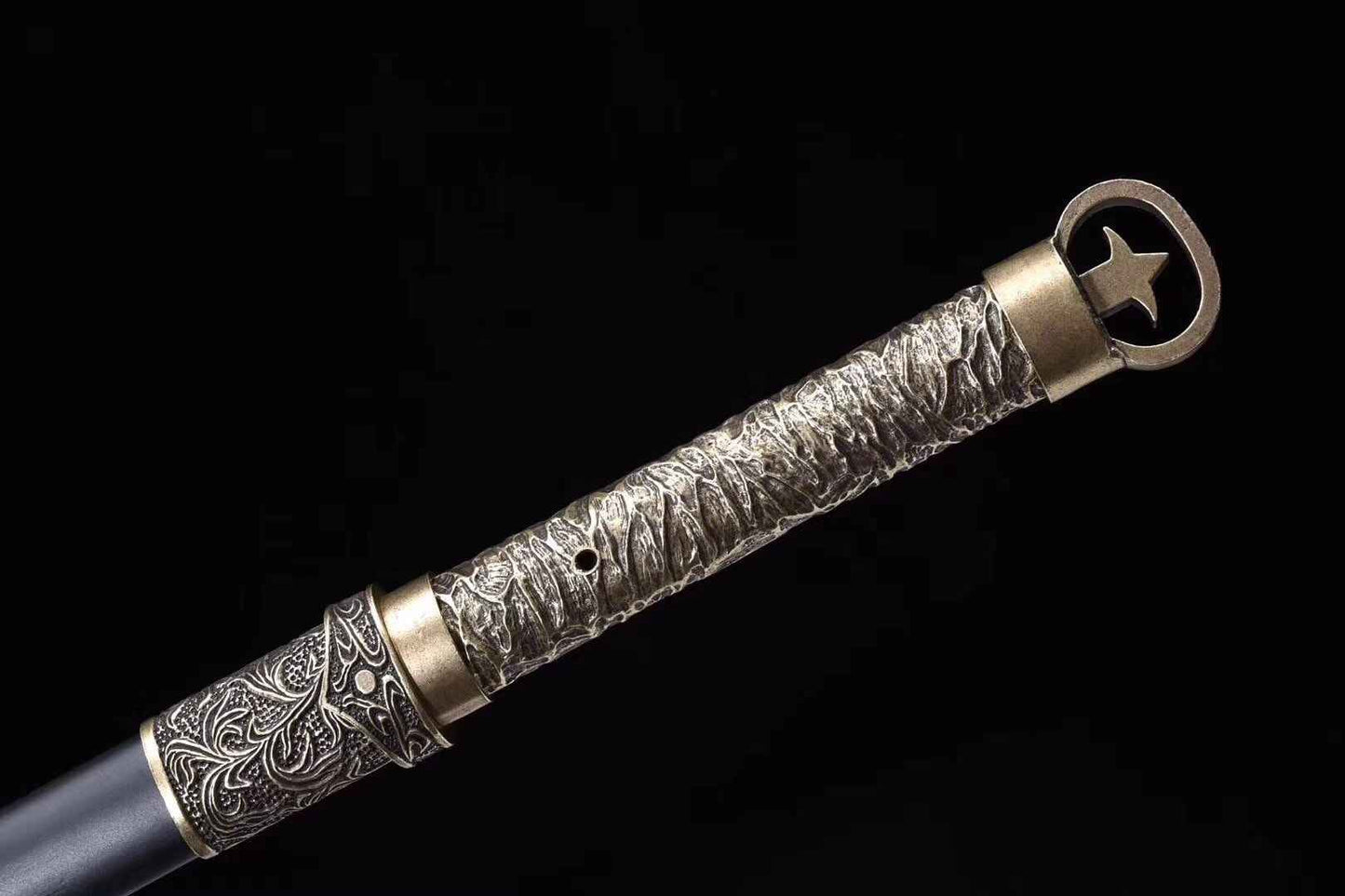 Tang dao,T10 steel burn blade,Black wood,Full tang,Chinese sword — blade and hamon detail