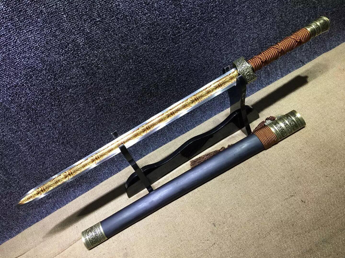 Wolong sword,High manganese steel blade,Black scabbard,Alloy fitting — scabbard / saya detail