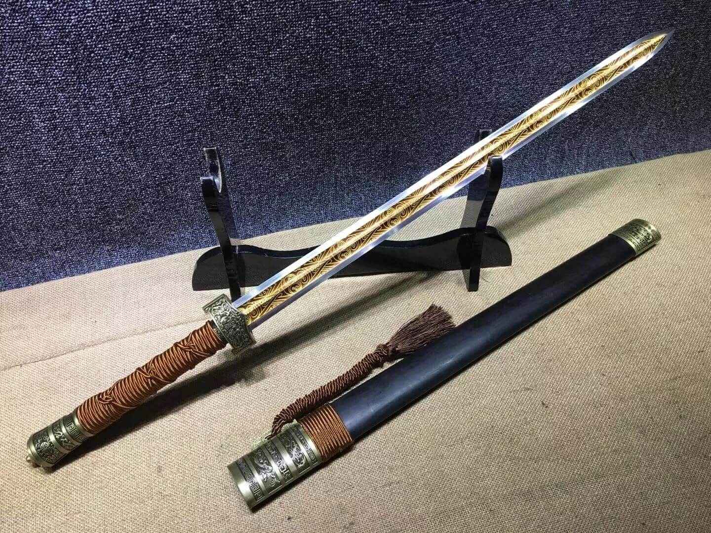 Wolong sword,High manganese steel blade,Black scabbard,Alloy fitting — High Manganese Steel Samurai Sword by DRACBLADE
