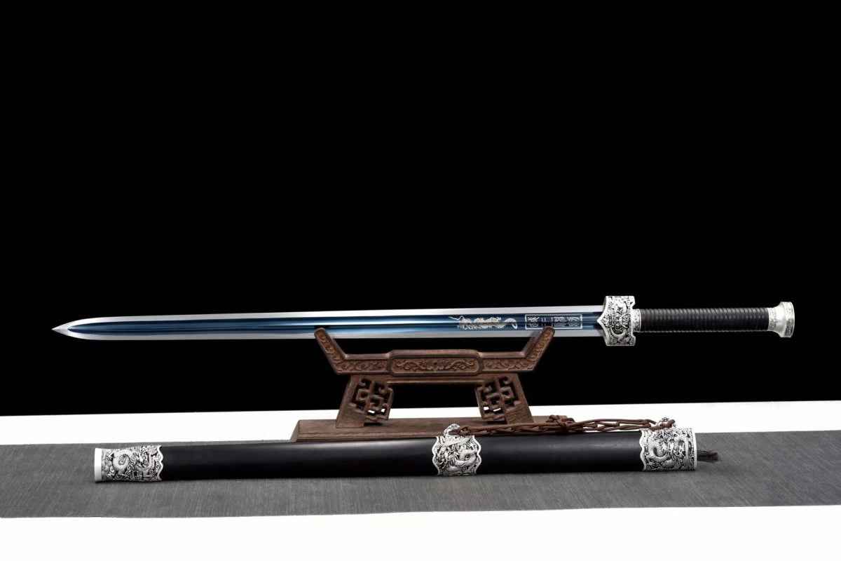 Yuewang Jian,Forged High carbon steel blue blade — blade and hamon detail