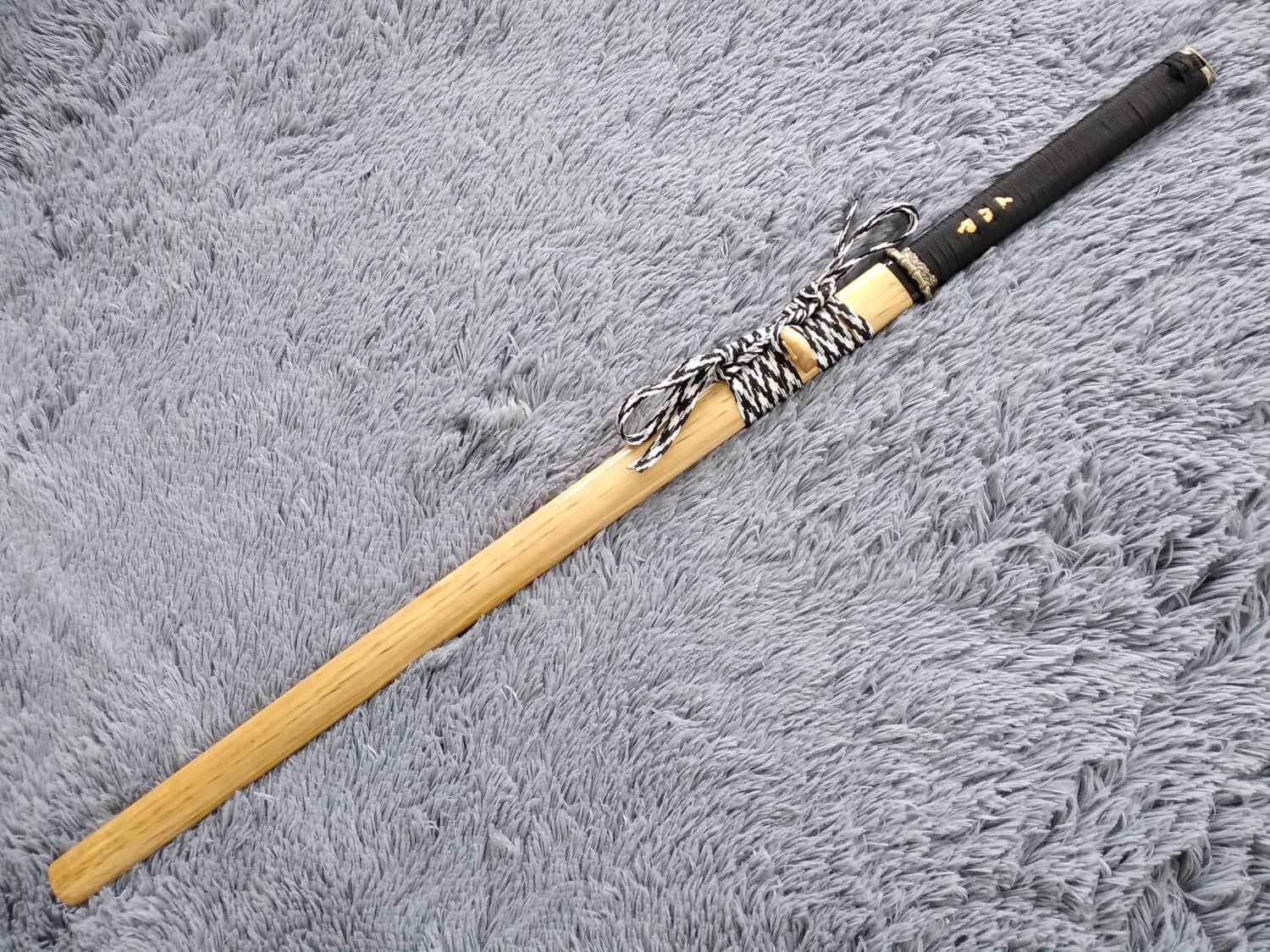 Tang dao,Ninja Sword,High manganese steel,Hardwood,Alloy — blade and hamon detail